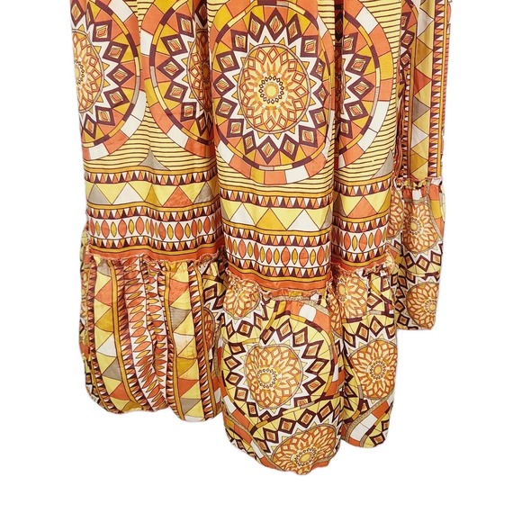 Me 2 Magic Anthropologie Sunburst Print Maxi Dress Puff Sleeve Lightweight‎ L - Picture 4 of 11